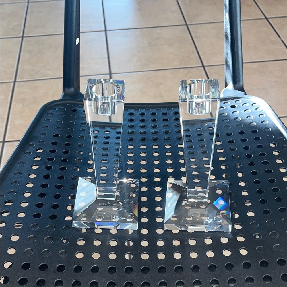 Oleg Cassini Elegant Crystal Candle Holders set of two.